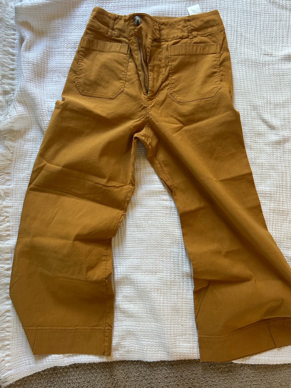 Maeve Cropped Wide-Leg Pants in Mustard the Collette
